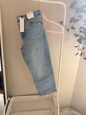 Topshop Light Blue High-Rise Straight Jeans